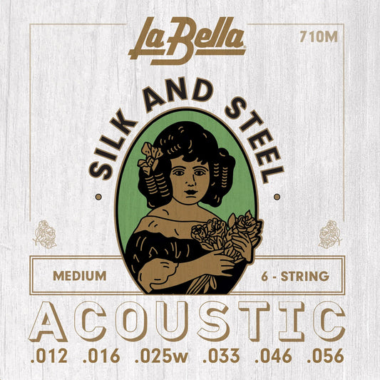Jeu pour guitare acoustique SILK & STEEL, tirant Medium (12-16-25-33-46-56)