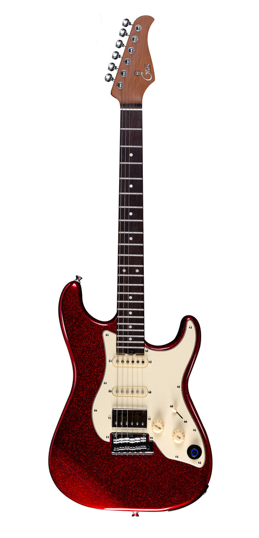 GTRS S800, corps tilleul, manche érable torréfié, touche palissandre, micros et processeur GTRS, metal red
