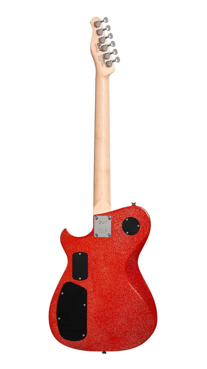 MBM-2H-SUS, signature Matt Bellamy, corps tilleul, manche érable, micros Manson & Sustainiac,"Kill" bouton, rouge pailleté