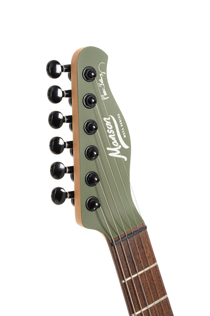 MBM-2H-B-SUS, signature Matt Bellamy, corps tilleul, manche érable, micros Manson & Sustainiac,"Kill" bouton, vert olive satiné