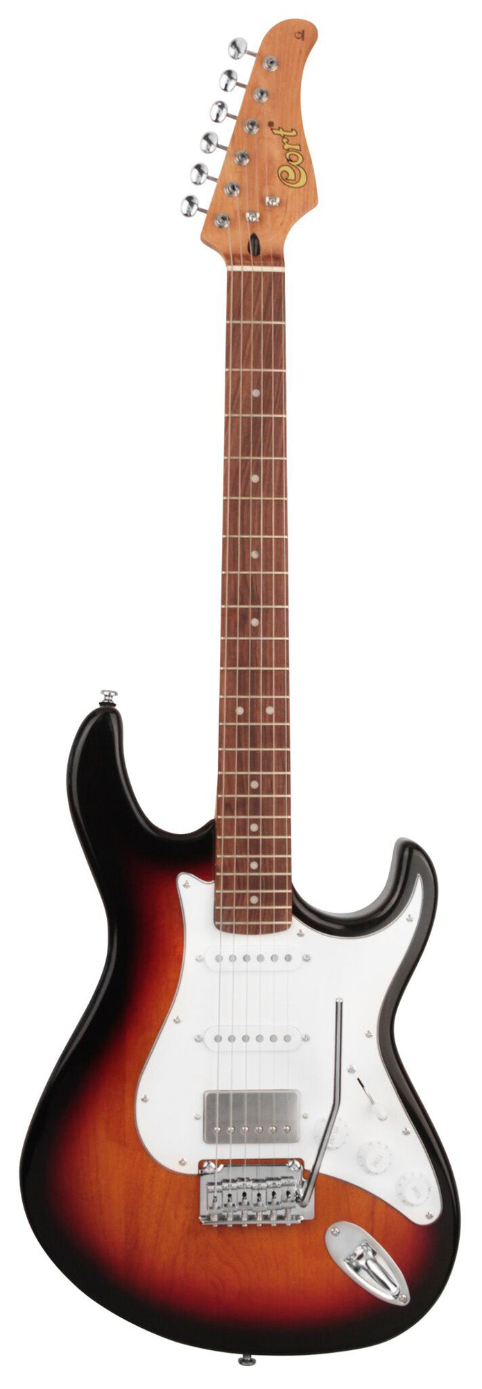 G260CS, corps aulne, manche érable"roasted", touche pau ferro, 2 micros simples et 1 double Voiced Tone, sunburst 3 tons