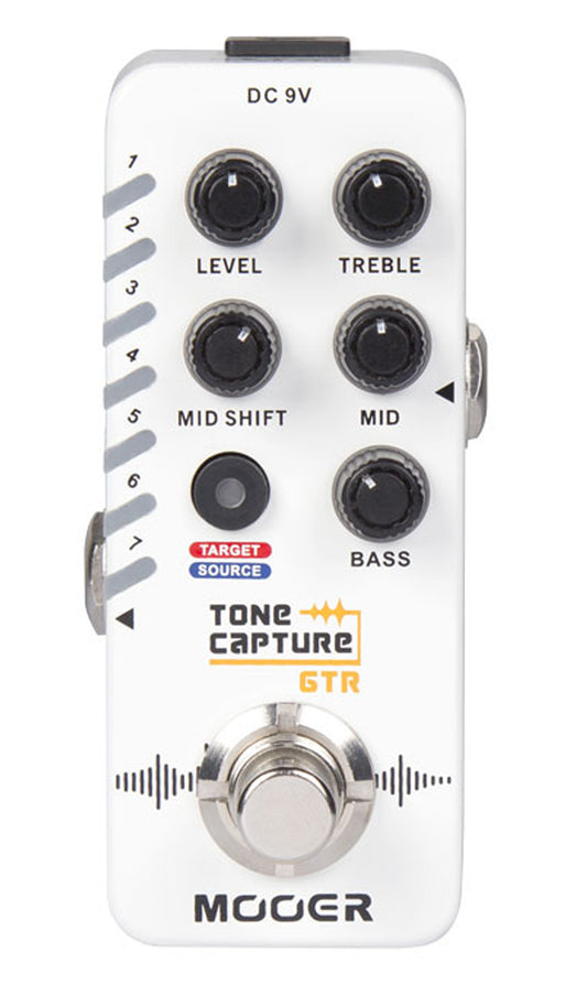 Pédale TONE CAPTURE, EQ pour guitares, permet de capture le son d'une guitare cible, boîtier métal, true/buffered bypass, blanc