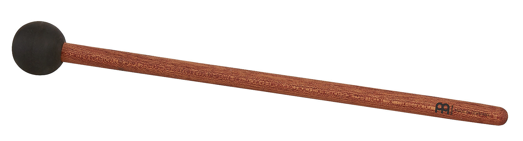 Mailloche en acajou, boule caoutchouc souple, manche court, 22,5 cm. Fabriqué en Allemagne.