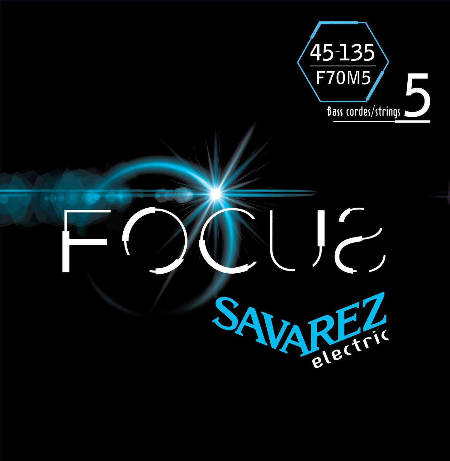 Jeu basse Focus, 5 cordes tirant medium (45-65-85-105-135), filé rond sur âme hexagonale