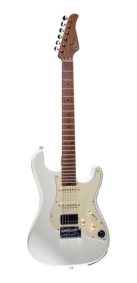 GTRS S801, corps tilleul, manche érable torréfié, touche érable, micros et processeur GTRS, vintage white
