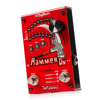 Pédale HammerOn, pitch-shifter instantané 4 octaves, 3 modes d'effets (HammerOn, Impossible, Sequence), alimentation, rouge