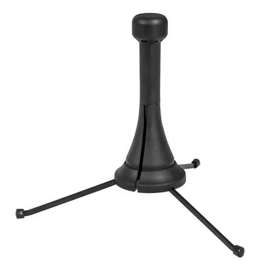 Support saxophone soprano, cône avec revêtement protecteur, pieds repliables, design compact (23 cm), noir