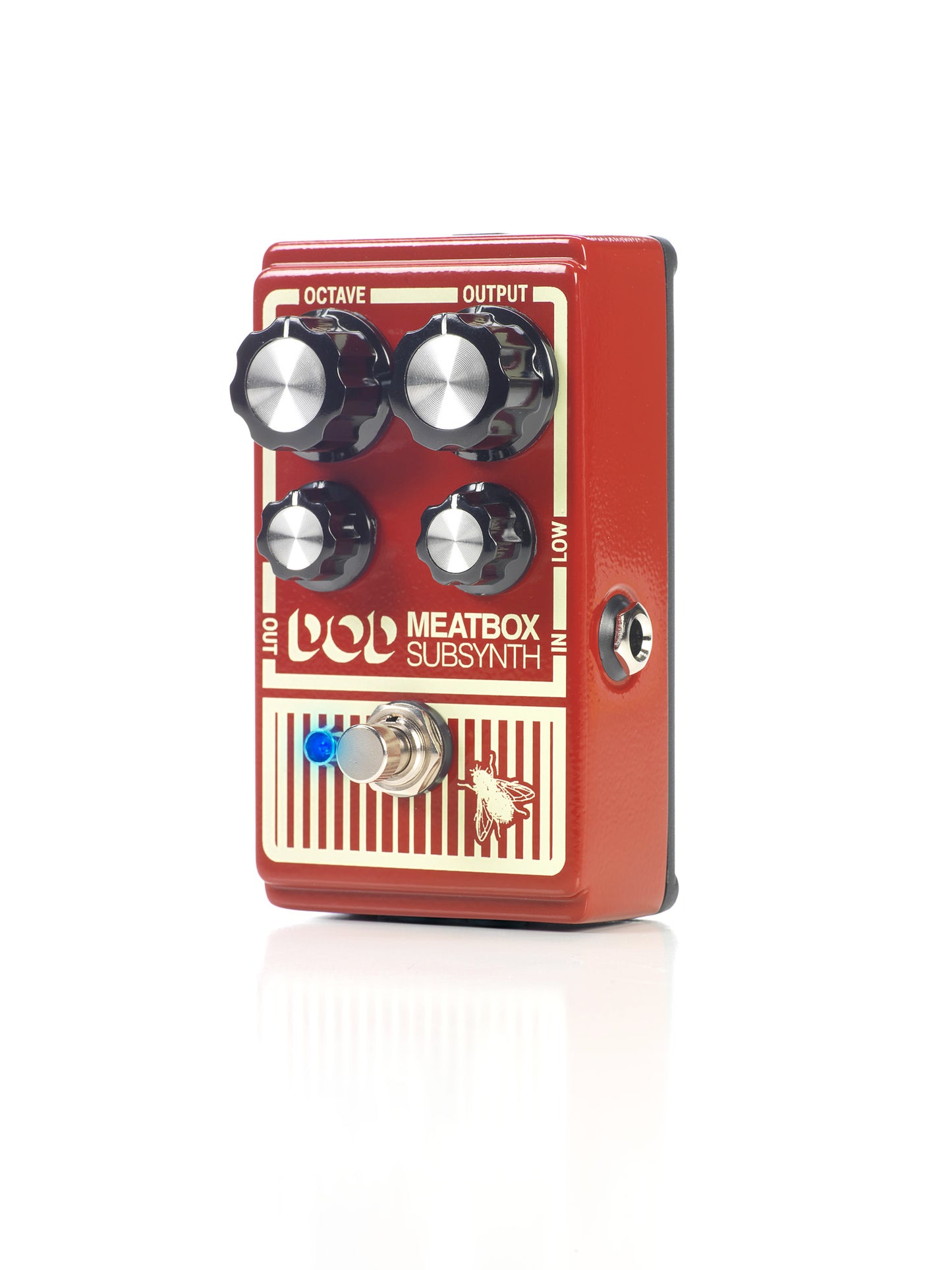 Pédale MEATBOX, synthétiseur subharmonique basé sur le circuit original avec composants actualisés, True Bypass, rouge