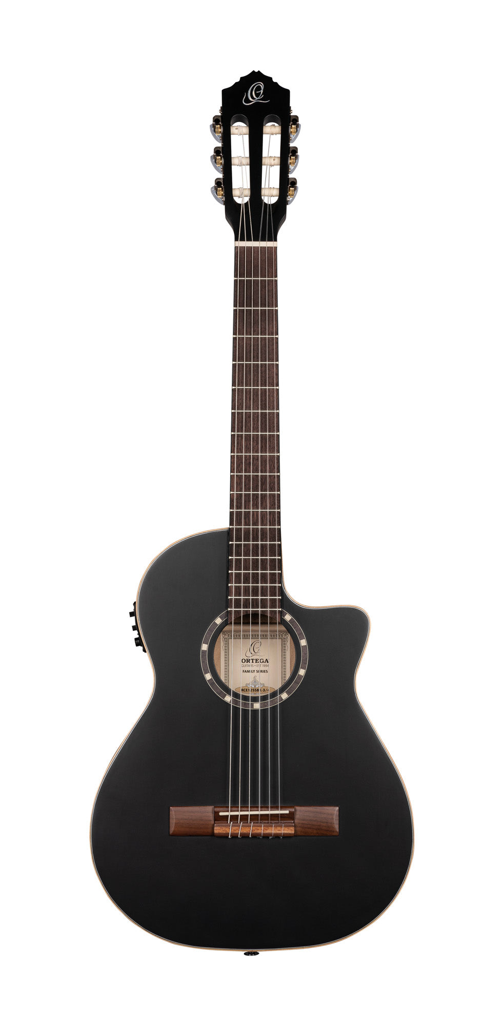 RCE12534-SBK, corps Thinline, pan coupé, EQ Magus X/G, table épicéa, f/e acajou, sillet 45 mm, housse, noir satiné
