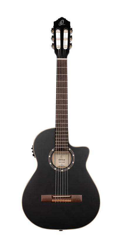 RCE12534-SBK, corps Thinline, pan coupé, EQ Magus X/G, table épicéa, f/e acajou, sillet 45 mm, housse, noir satiné