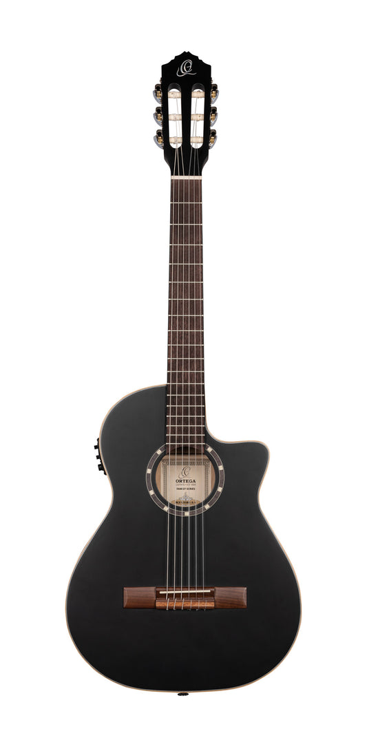 RCE12534-SBK, corps Thinline, pan coupé, EQ Magus X/G, table épicéa, f/e acajou, sillet 45 mm, housse, noir satiné