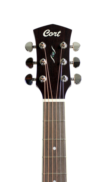 PURE-OC, forme OM pan coupé, table épicéa massif, f/e acajou massif, EQ Fishman Sonitone, housse, naturel satiné