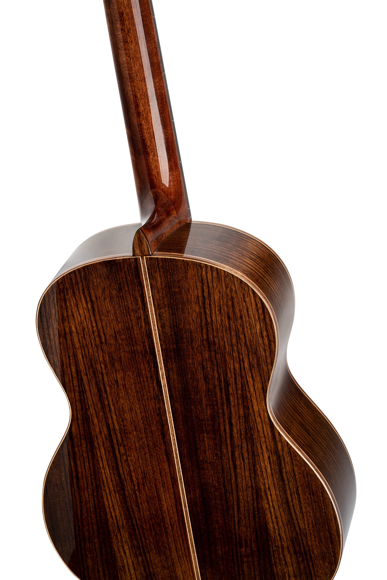 R158, table épicéa Sitka massif, fond & éclisses noyer, manche acajou, sillet 52 mm, touche & chevalet amarante, housse, naturel