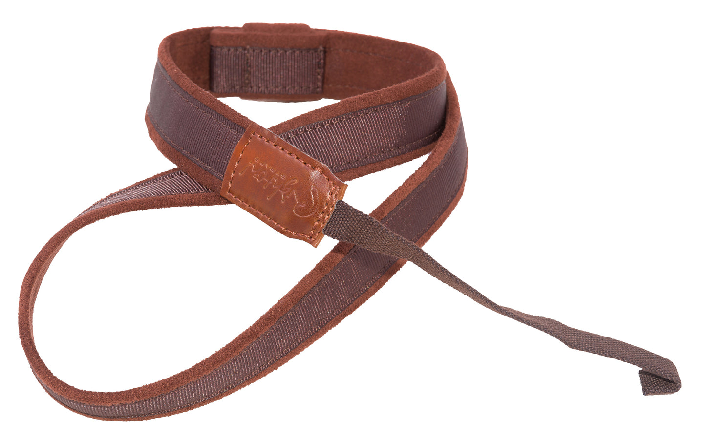 Courroie modèle UKE-HOOK, tissu, doublure microfibres, crochet, largeur 2.5 cm, longueur 103 à 136 cm, brun