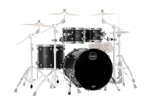 Batterie Saturn STAGE 22, 4 fûts en érable et noyer, sans accessoires, Satin Black