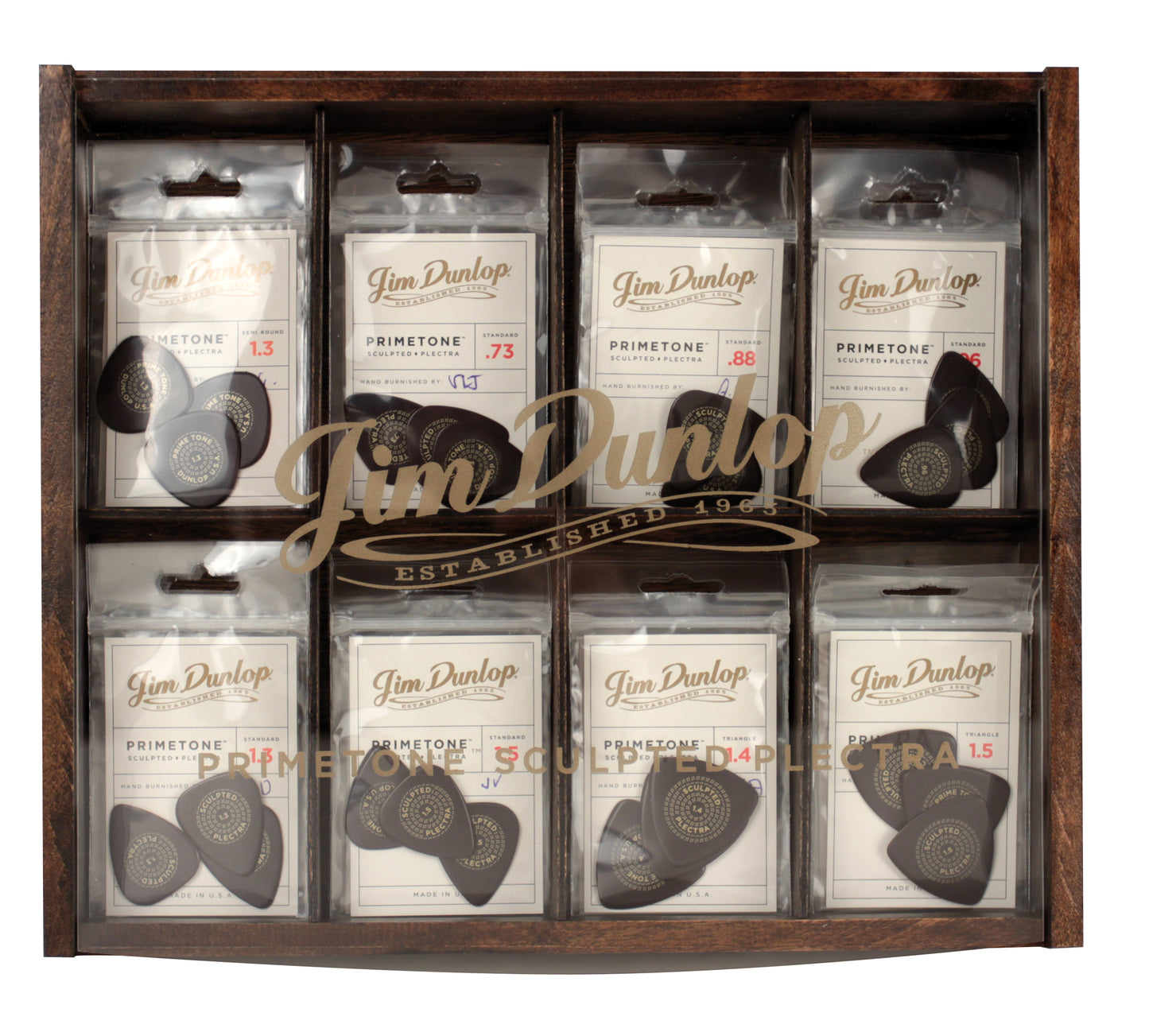 Présentoir en bois contennat 144 médiators Primetone Sculpted