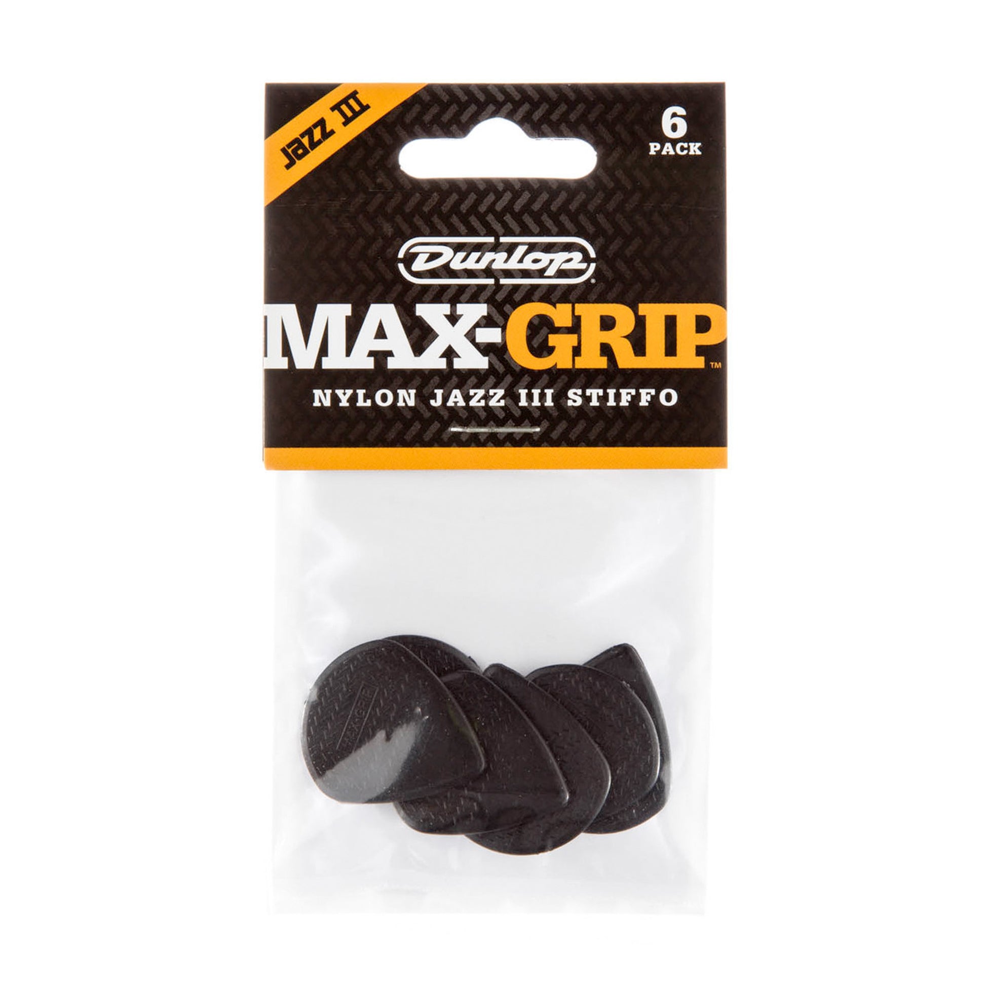 Sachet de 6 médiators Max-Grip Jazz III (noir)