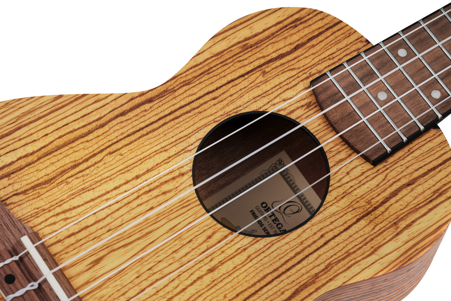 RFU10Z, modèle Soprano, table zebrawood, fond & éclisses zebrawood, manche acajou, housse, naturel satiné