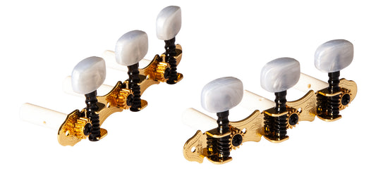 Jeu de mécaniques pour guitare classique série Family Pro, ratio 14:1, plaques dorées, boutons blancs nacrés