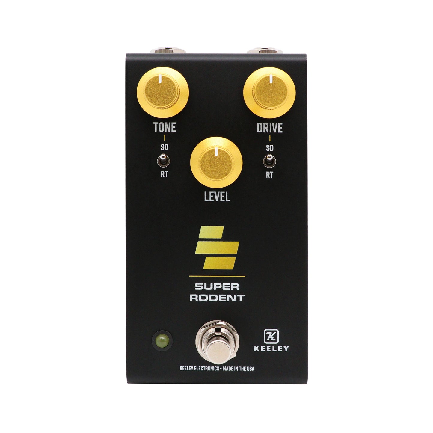 Pédale SUPER RODENT, overdrive et distorsion basée sur deux pédales légendaires, 100% analogique, noir et jaune