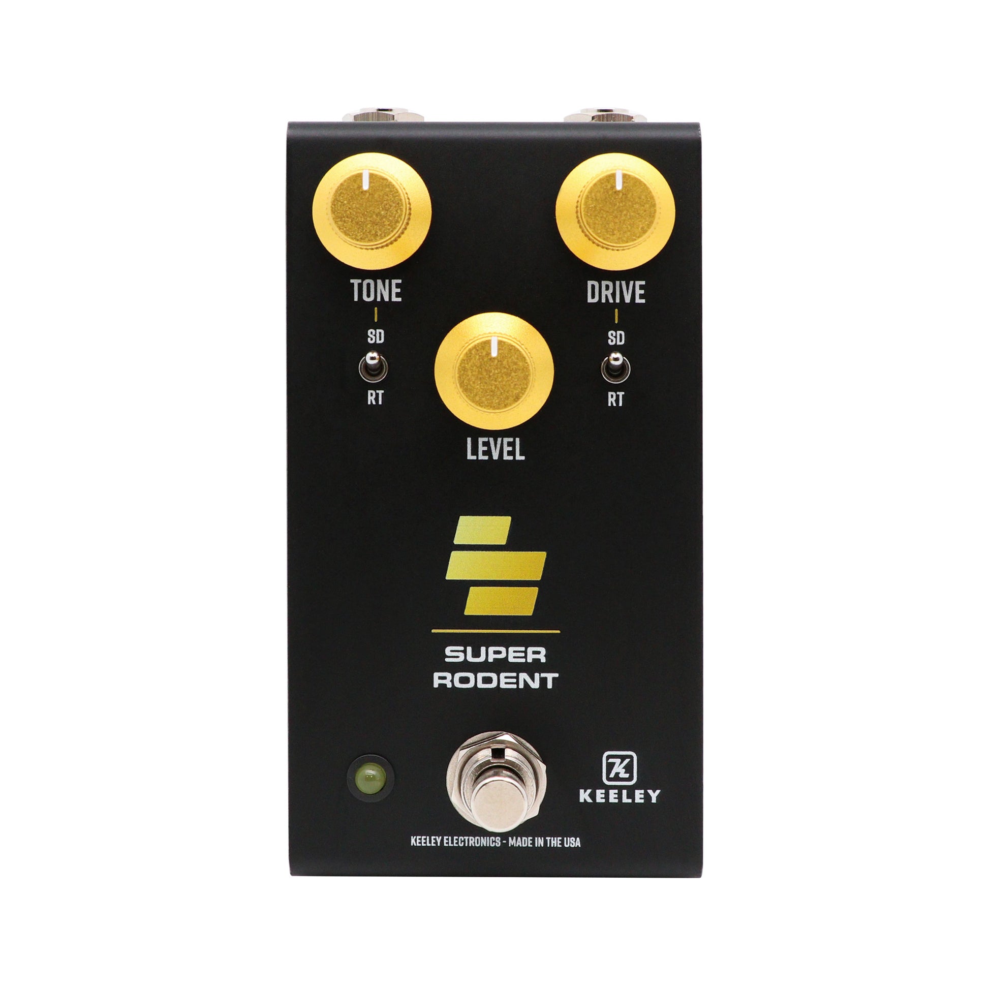 Pédale SUPER RODENT, overdrive et distorsion basée sur deux pédales légendaires, 100% analogique, noir et jaune