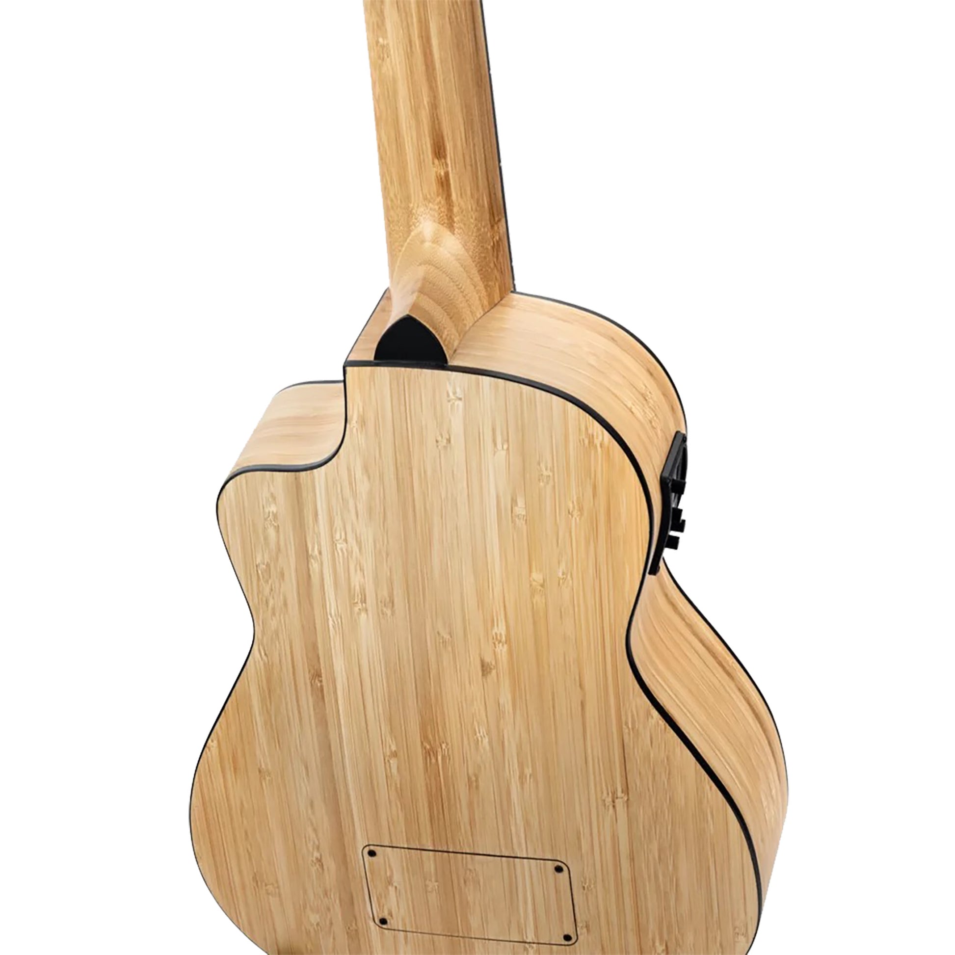 RUNAB-UB, modèle Ukebass, pan coupé, EQ MagusUkePro, table, f/e bambou massif, manche bambou, ouïe en F, housse, naturel satiné