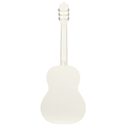 R121, table épicéa, fond & éclisses acajou, manche acajou (sillet 52 mm), housse, blanc brillant