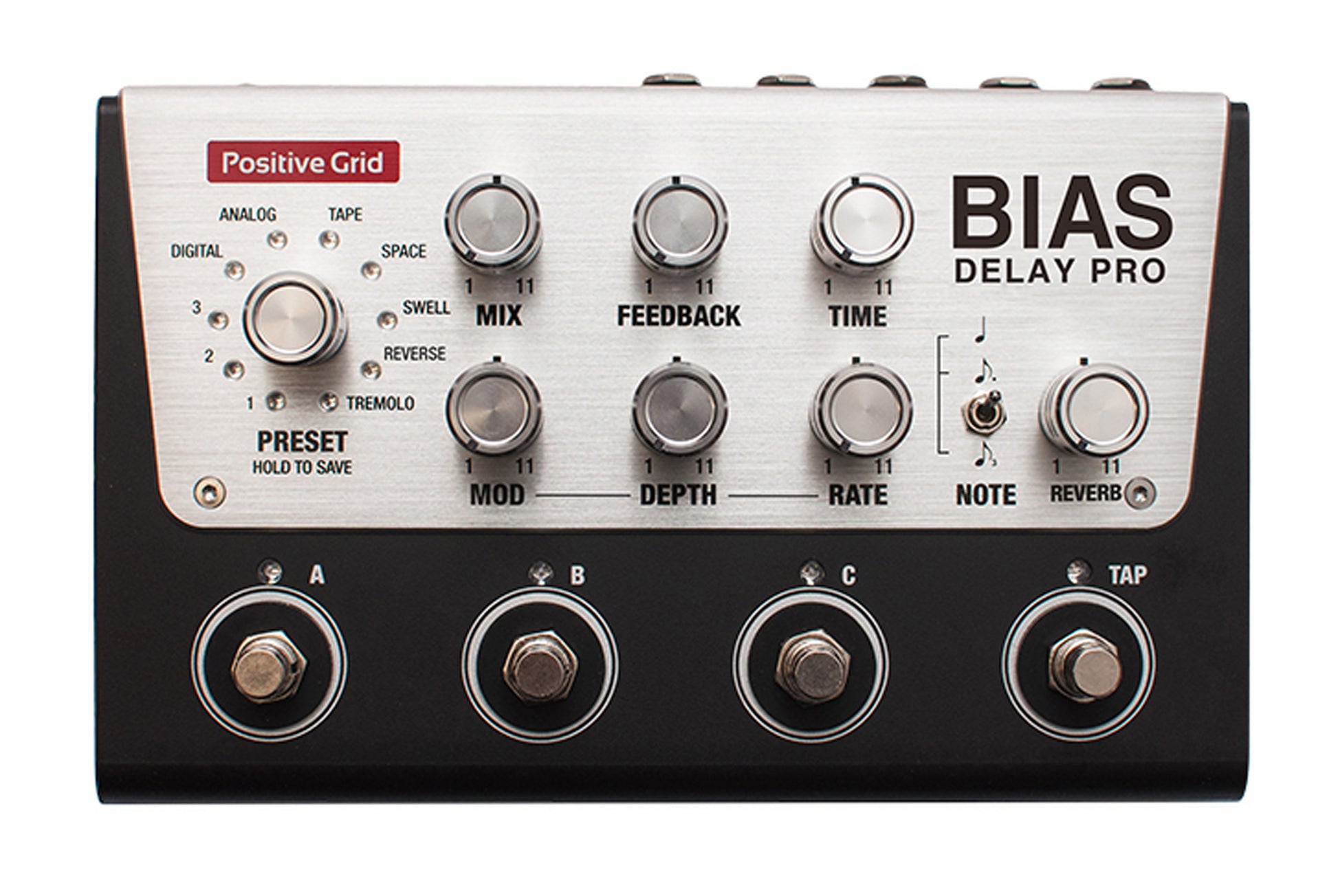 BIAS Delay Pro, pédale délai, 1.3 kg, avec alimentation, noir et gris