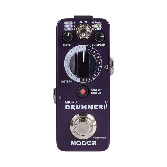 Pédale MICRO DRUMMER II, boite à rythmes numérique, 8 types de patterns dans 6 styles différents, 48 grooves au total, violet