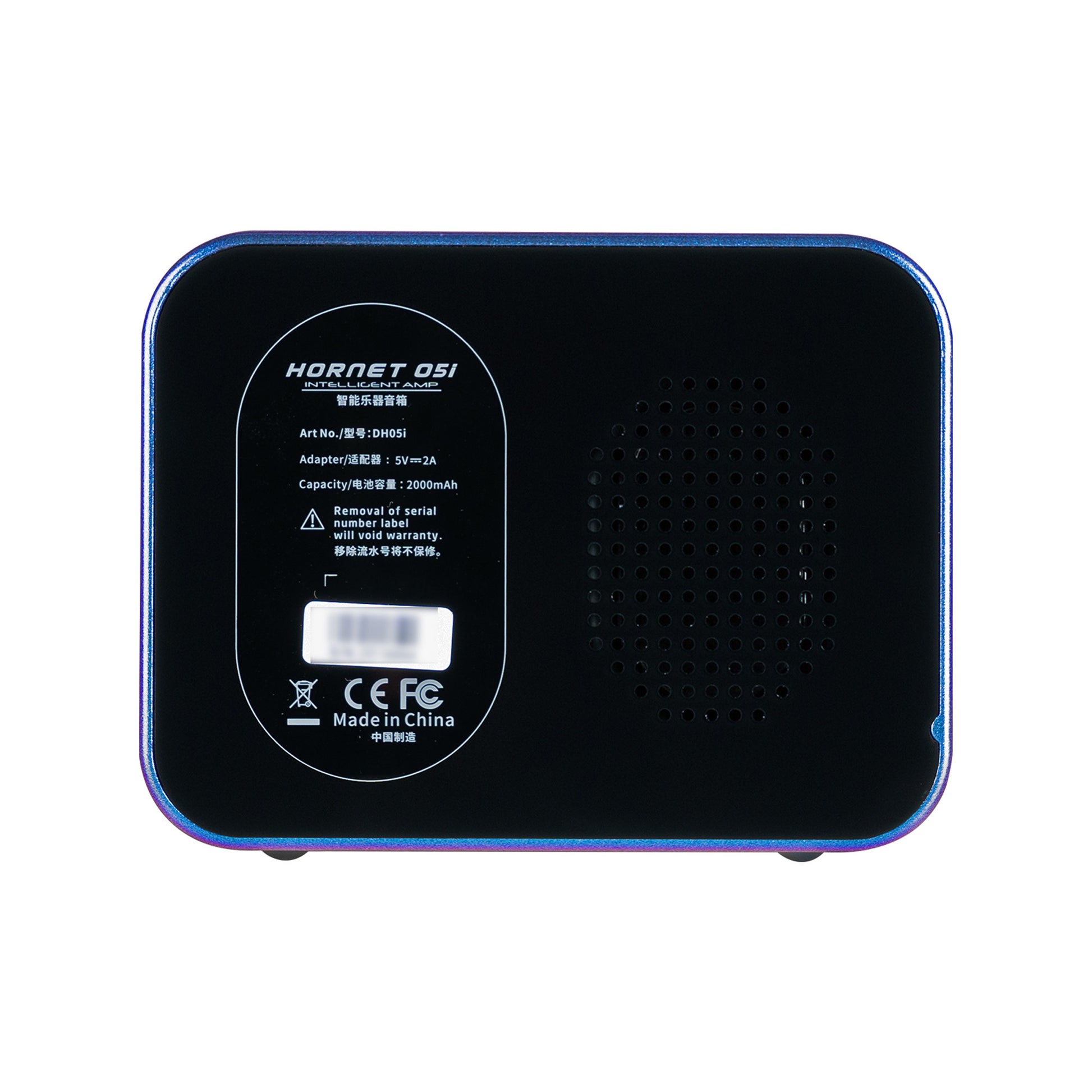 Ampli HORNET 05i, 5W, HP 2", 52 modélisations d'amplis, 49 effets, accordeur, looper, Bluetooth, USB-C, alimentation, bleu