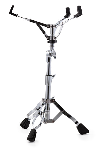 Support caisse claire Venus, angle ajustable par paliers, pied à double embase, chrome