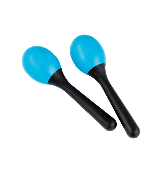 Paire de maracas plastiques ovales, petit modèle, bleu et noir