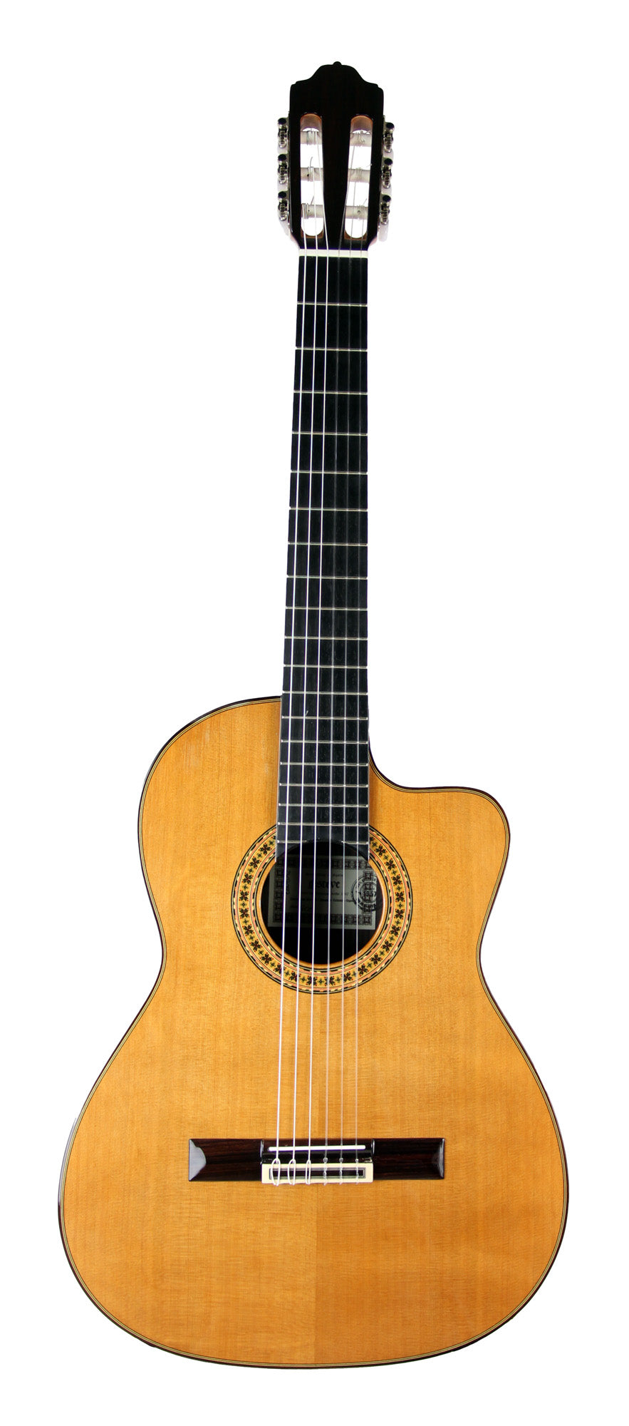 MOD.8CE, table cèdre massif, f/e palissandre indien massif, manche insert ébène, touche ébène, preamp Matrix Infinity, soft case