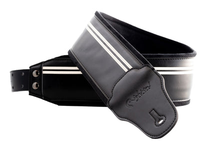 Courroie modèle B-RACE, extérieur synthétique, largeur 8 cm, longueur 98 à 153 cm, porte-médiators intégré, noir