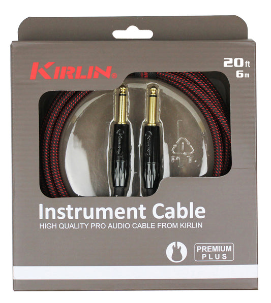 Câble instrument PREMIUM PLUS Jack/Jack, 6 mètres, noir et rouge