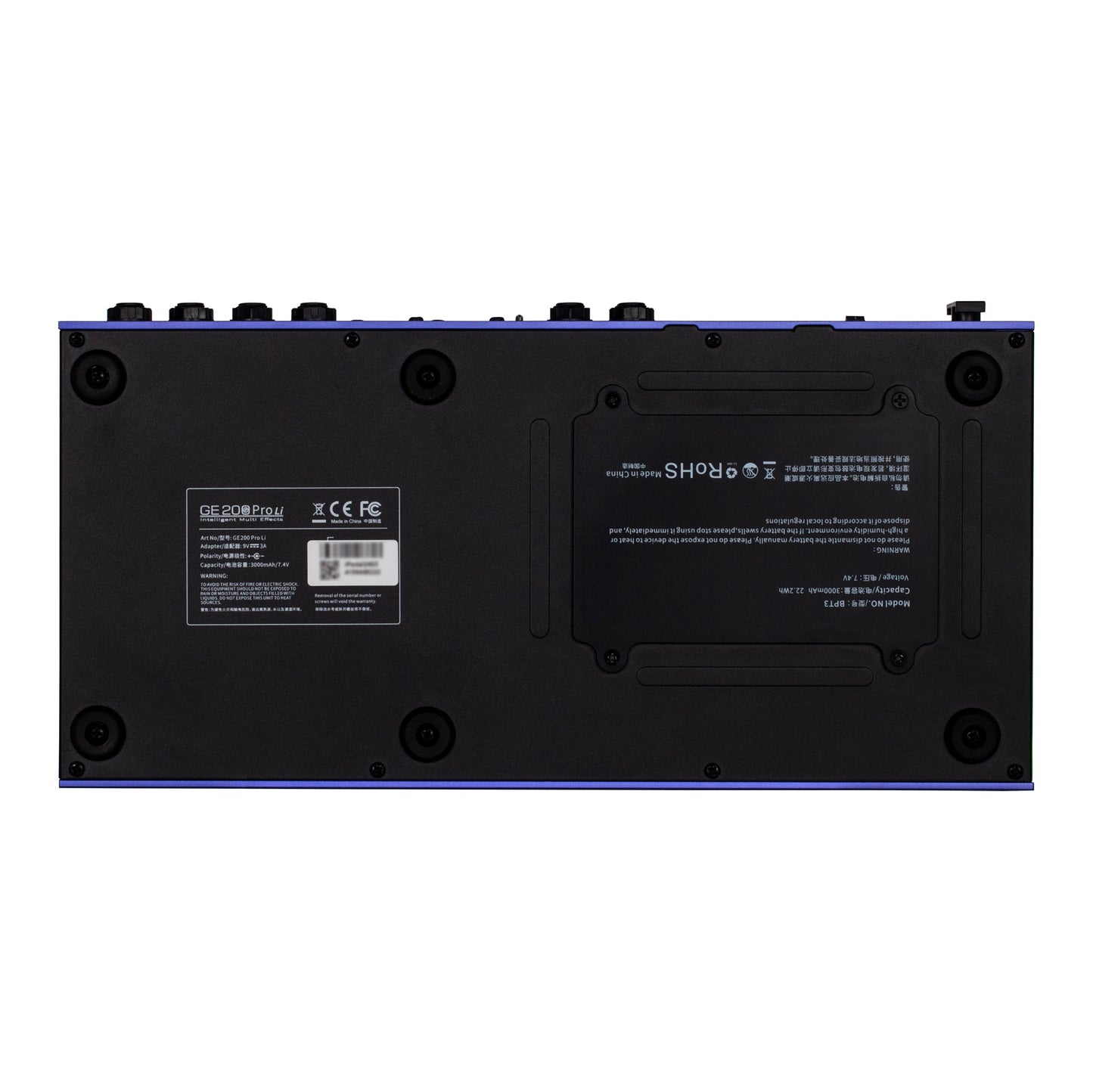 Pédalier multi-effets GE200 PRO Li , 286 modules d'effets et amplificateurs, 20 emplacements d'IR, batterie lithium, bleu