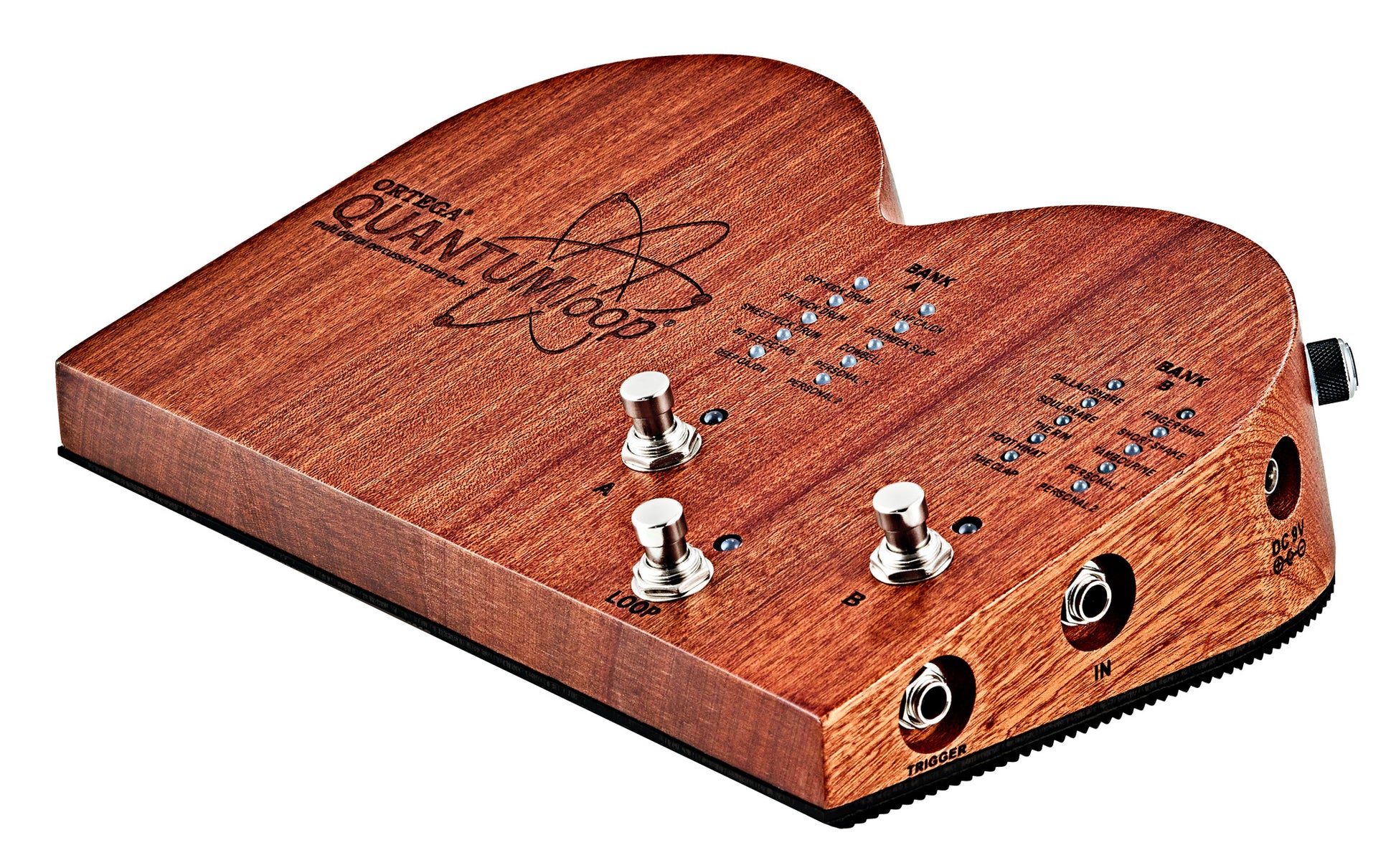 Pédale multi-percussions et looper QUANTUM LOOP, boitier acajou massif, 16 sons de percussions, adaptateur 9V inclus