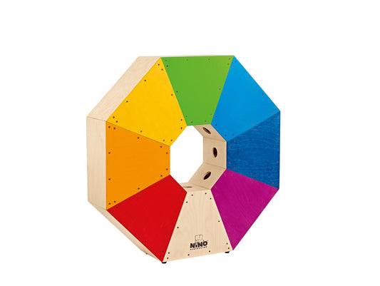 Cajon classroom, 8 cajons individuels rassemblés en 1 pièce de 86cm de diamètre, pour jouer ensemble en cercle, multicolor