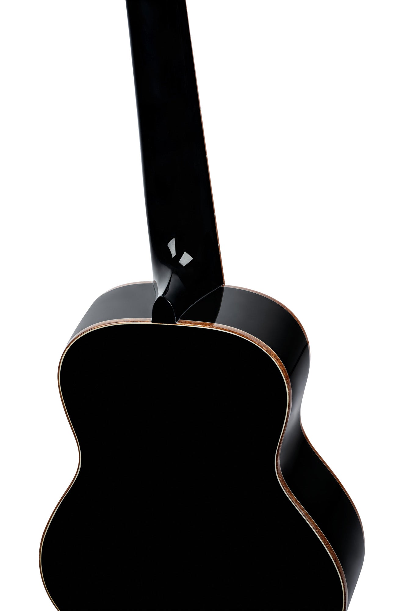 RUOX-CC, modèle Concert, table épicéa, fond & éclisses acajou, manche acajou, housse luxe, noir brillant