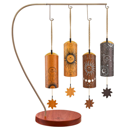 Set de 4 chimes Bambou Sonic Energy, support inclus