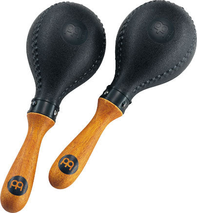 Paire de maracas Concert, manche bois, tête plastique, modèle ovale, noir