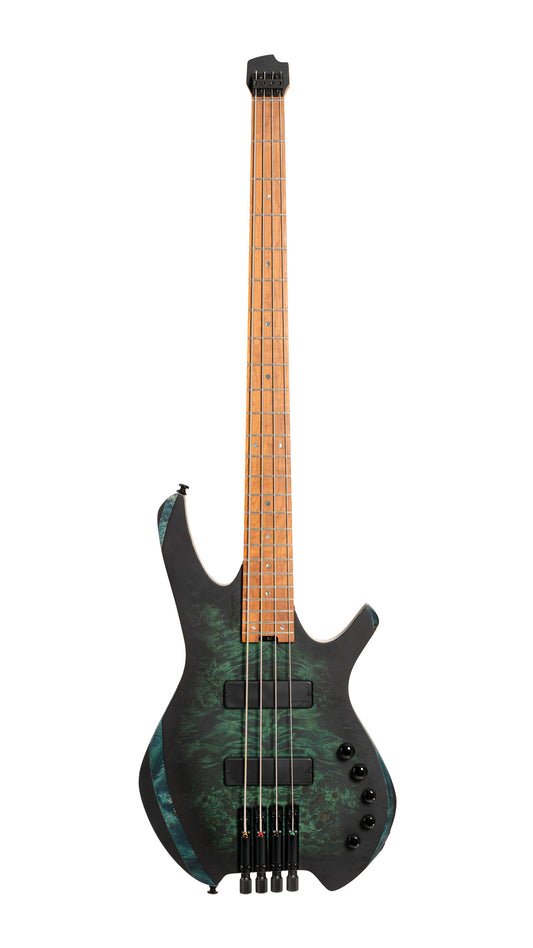 SPACE 4 BSDB, corps érable, table peuplier figuré, manche 7 pièces, micros et EQ Bartolini MK-1, star dust green, housse