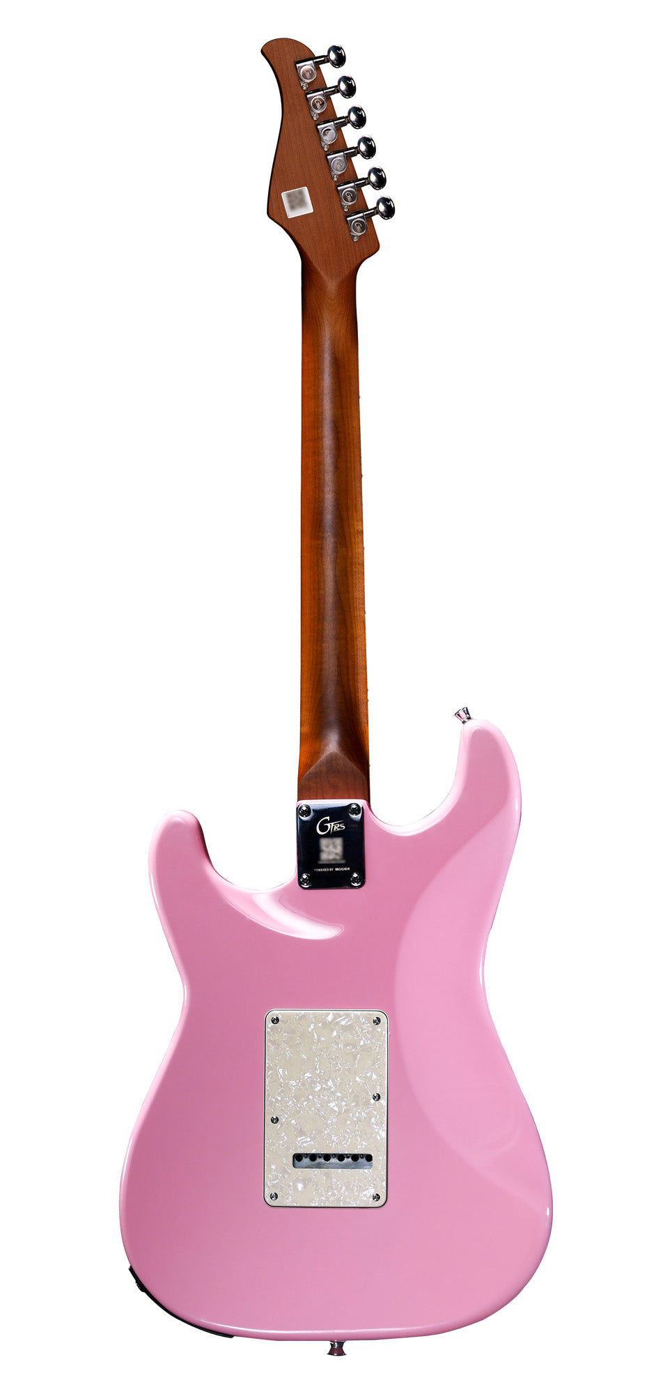 GTRS S800, corps tilleul, manche érable torréfié, touche palissandre, micros et processeur GTRS, shell pink