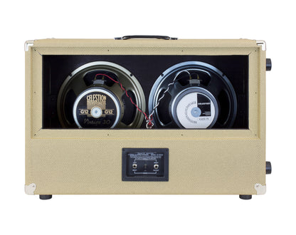 Enceinte guitare 120W, HP 2x 12" Celestion, fond convertible en configuration ouvert/ fermé, finition Tweed