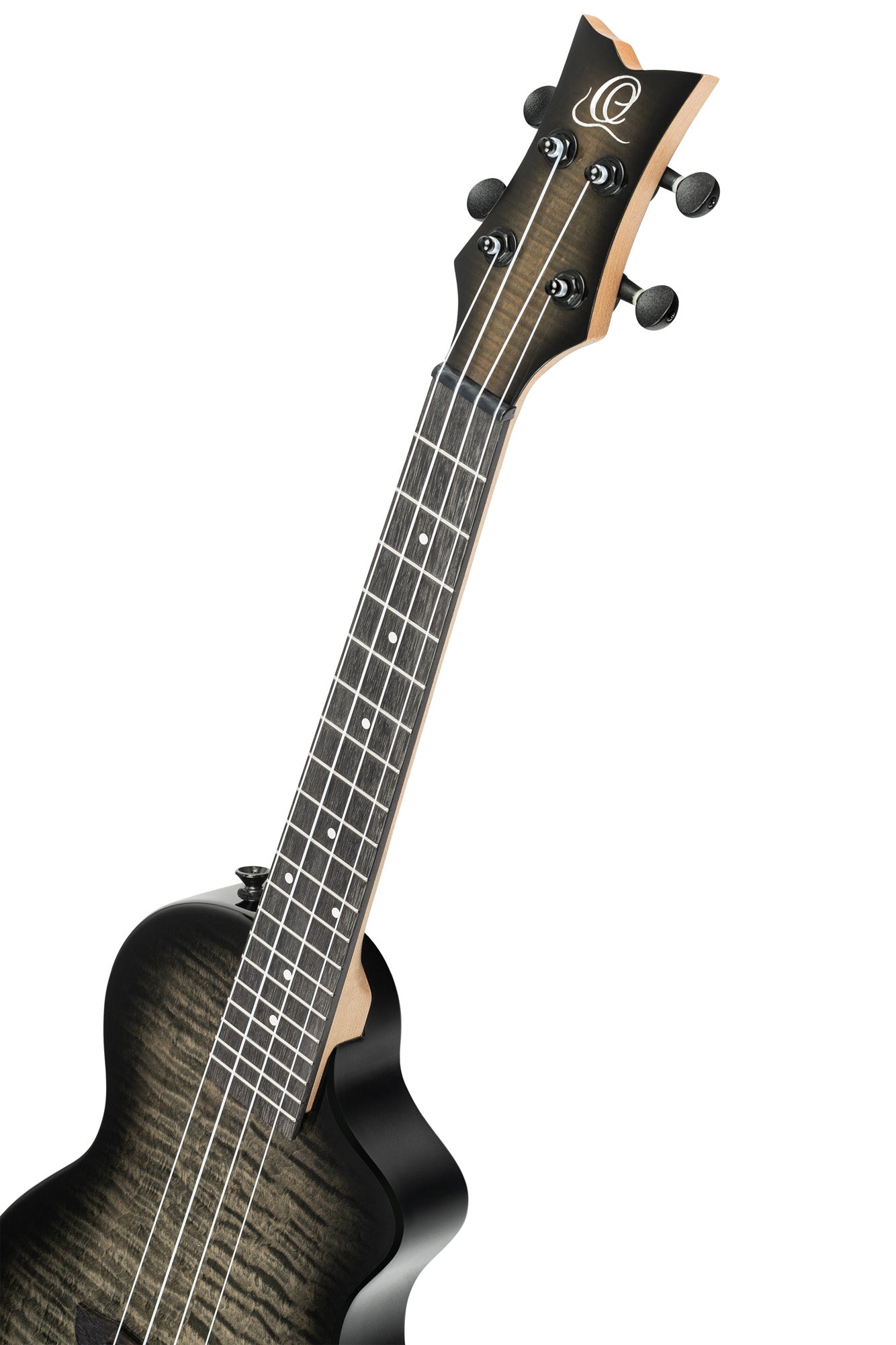 NEO-U-TGB, modèle Ténor, pan coupé, EQ MagusExpress, table érable flammé, corps okoumé, manche érable, housse, gris