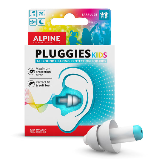 Pluggies Kids, deux petits bouchons d'oreilles thermoplastiques, spécialement conçus pour les enfants, atténuation 25 dB