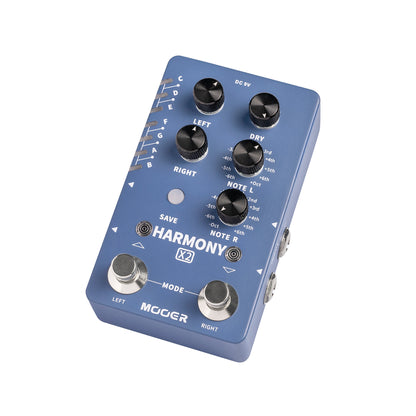 Pédale HARMONY X2, 12 hauteurs différentes, 11 modes harmoniques, boîtier métal, bleu