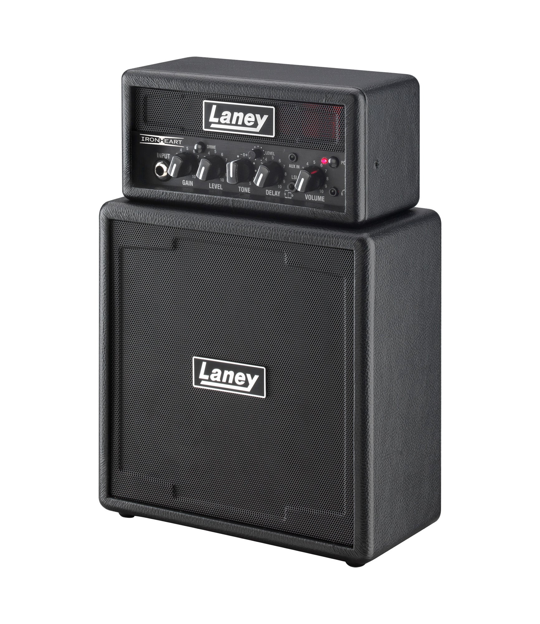 Ampli guitare MINISTACK-IRON stéréo 2x 3W, look Ironheart, 4 x HP 3", 2 canaux, connectique LSI, noir