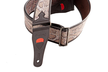 Courroie modèle GLITTER SNAKE, synthétique, rembourrée, largeur 6 cm, longueur 95 à 150 cm, porte-médiators intégré, rose