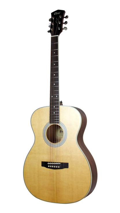 PURE-O, forme OM, table épicéa massif, f/e acajou massif, housse, naturel satiné